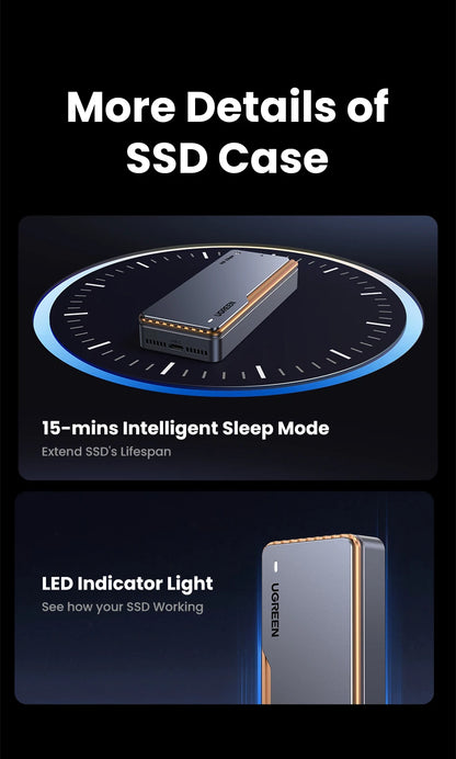 UGREEN 40Gbps NVMe SSD Enclosure – M.2 to USB4.0 Adapter with Built-in Cooling Aluminum Case