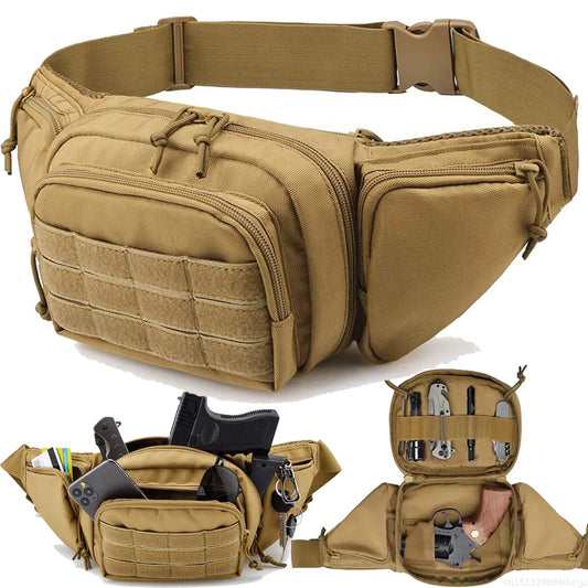 Military Tactical Waist Gun Bag: Waterproof Nylon Molle EDC Fanny Phone Pouch - Ideal for Hunting, Climbing, Camping