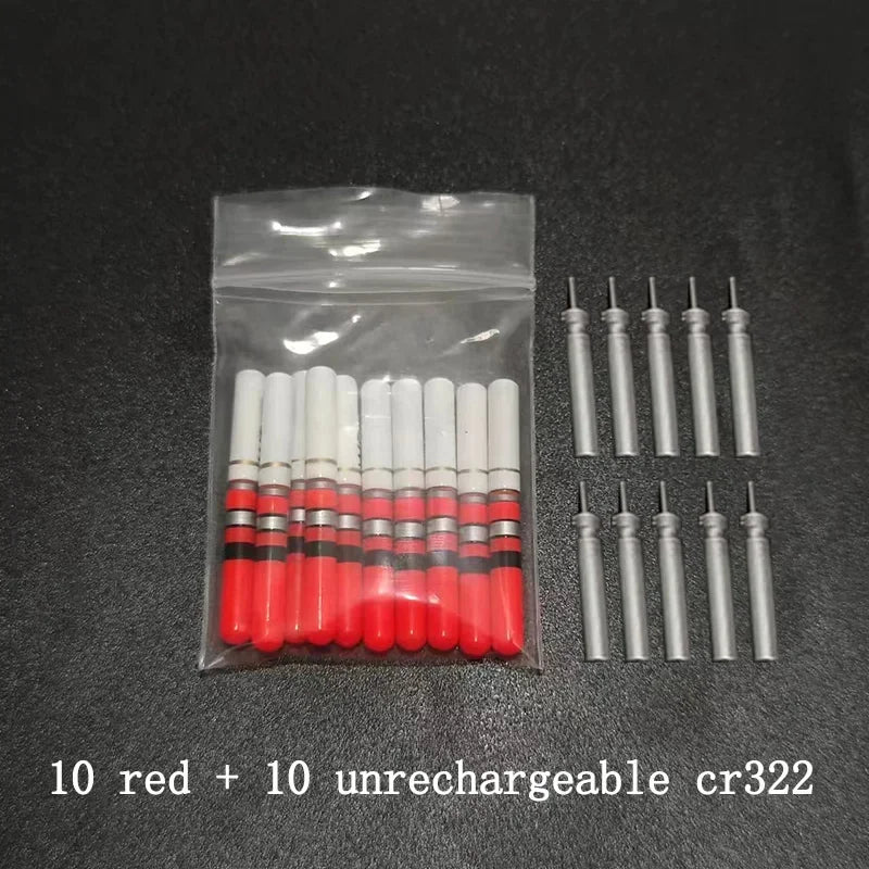 Green & Red LED Lightsticks 10pcs — Luminous Night Fishing Accessory with CR322 Battery