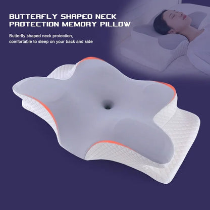 Orthopedic Butterfly-Shaped Memory Foam Pillow for Neck Pain Relief & Relaxation | Slow Rebound Cervical Support