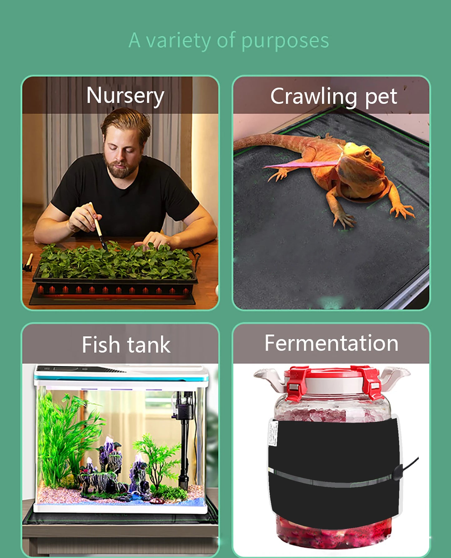 5–45W Seedling Heat Mat — 220V–240V Plant Germination & Propagation Pad for Flowers, Vegetables, and Winter Anti-Cold Protection