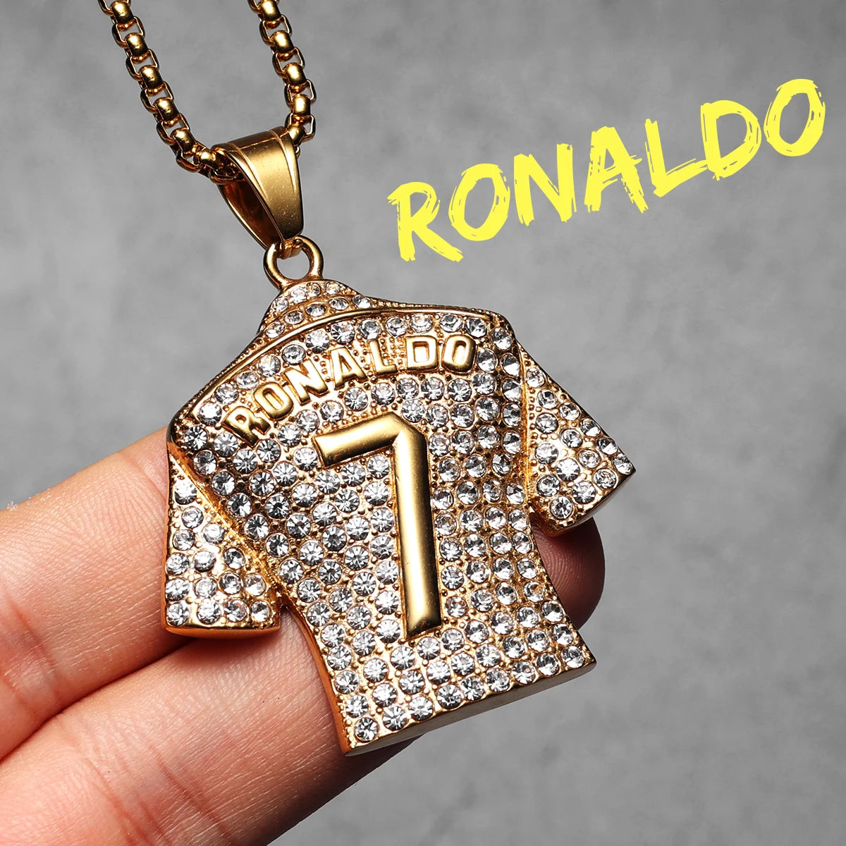 Messi, Ronaldo, Mbappé Football Jersey Necklace – Stainless Steel Dumbbell Pendant Chain for Men, Punk Gym Style