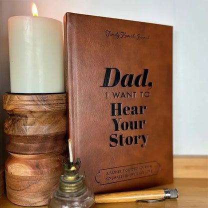 " Mom, I Want to Hear Your Story " Leather Memory Book – A Father’s Guided Journal for Sharing Life Stories
