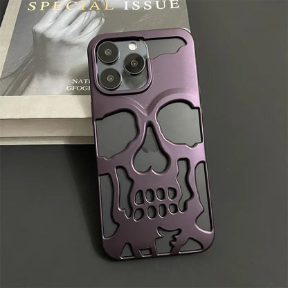 Cool Hollow Skull Ghostface Plating iPhone Case – Heat Dissipation Slim Cover for iPhone 14-17 Pro Max
