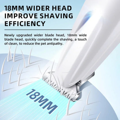 Type-C Dog Paw Trimmer - Waterproof Pet Hair Clippers with LED Light & Display, 18mm Wide Blade Grooming Tool