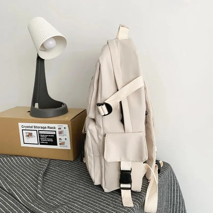 Multi-Pocket Nylon Backpack | Large-Capacity Leisure Schoolbag | Insert Buckle Design | Universal for Men and Women