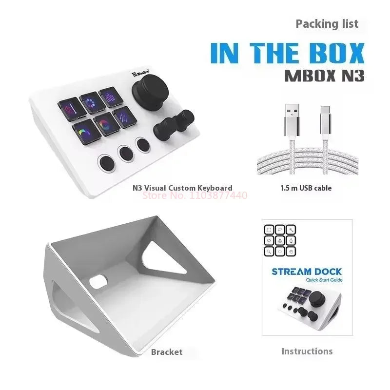 Mirabox N3 Streamdeck Keypad — Mini Customizable Macro Keyboard with Screen & Knob for Desktop