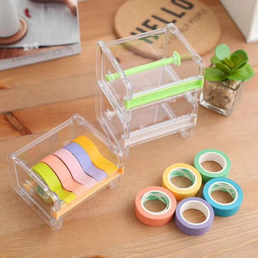 GUGCGV Stationery Masking Tape Cutter & Organizer | Office Tape Dispenser & Storage for Office Supplies