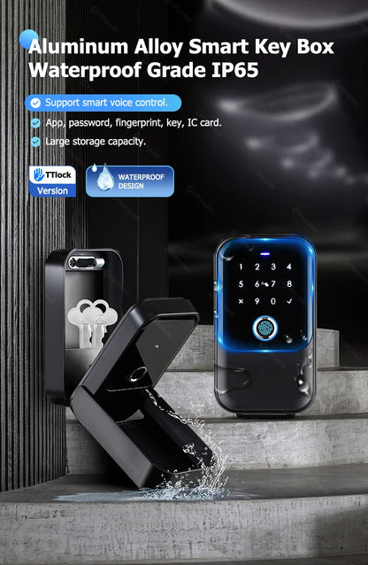 YRHAND TTlock Smart Password Fingerprint Lock Box – Digital Card & Tuya-Compatible Portable IP66 Security for Smart Homes