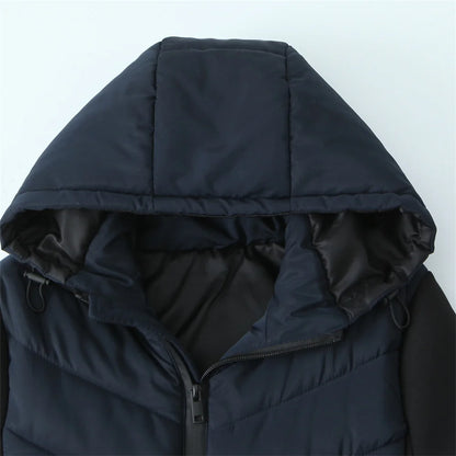 Taop&Za Women's Autumn Cotton Jacket – Fashionable Casual Long Sleeve Stand Collar Hooded Patchwork Coat