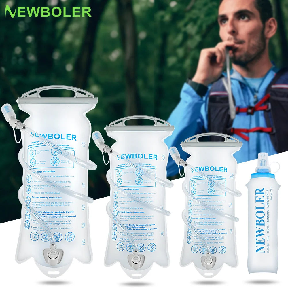 NEWBOLER Outdoor Sport Water Bladder — 1.5L/2L/3L TPU Soft Flask for Camping, Running & Biking