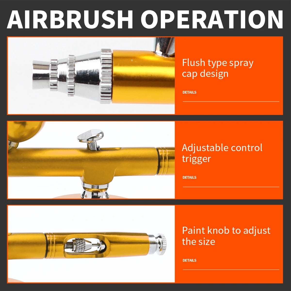 0.3mm Dual Action Gravity Feed Airbrush Kit with 7cc Quick-Release Fluid Cups – Perfect for Model Painting & Cake Art