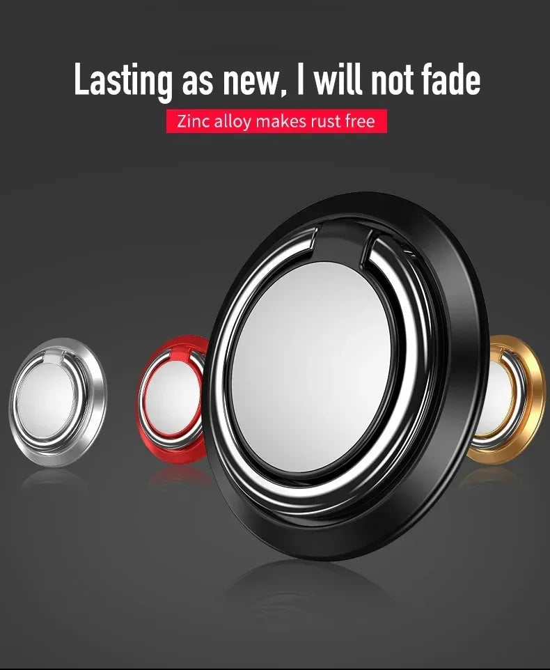 360° Rotating Finger Ring Holder Stand - Magnetic Car Mount & Universal Phone Back Sticker Pad Grip