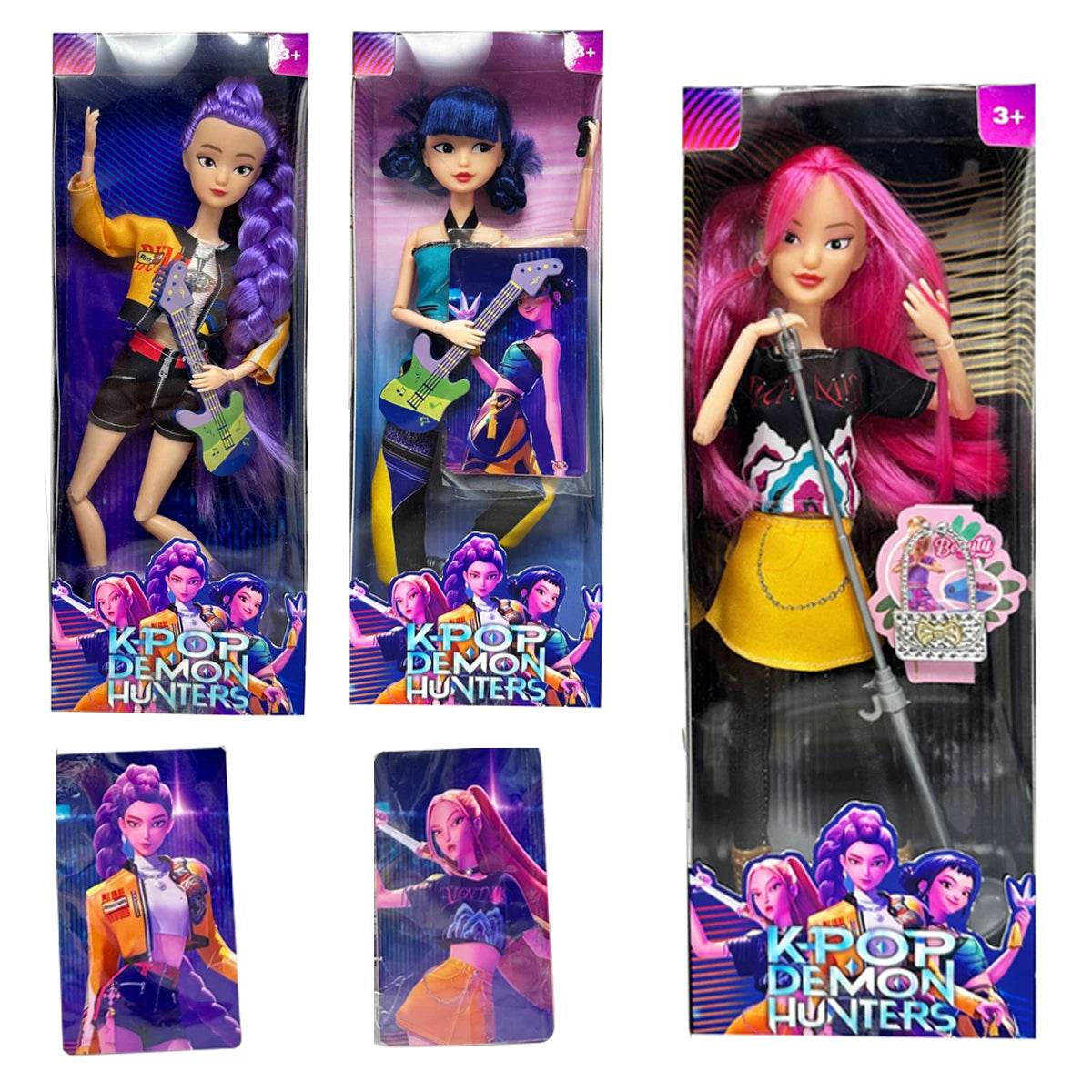 2025 Kpop Demon Hunters Doll Set – Rumi, Mira & Zoey Action Figures for Girls, DIY Plastic Princess Toys
