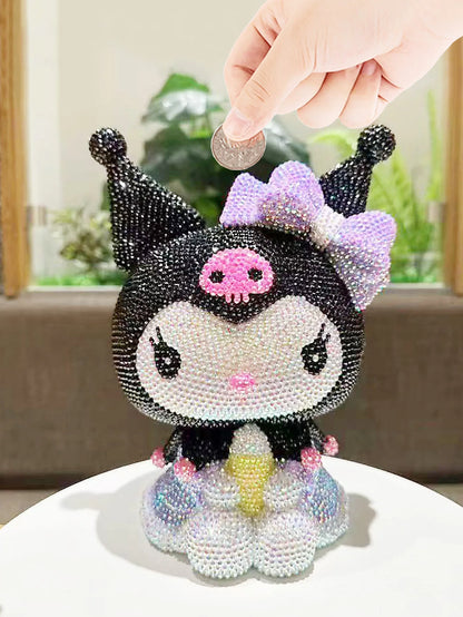 Hot Sale DIY Anime Piggy Bank – Cartoon Melody & Hello Kitty Diamond Stick Figurine Model Gift Statue Doll