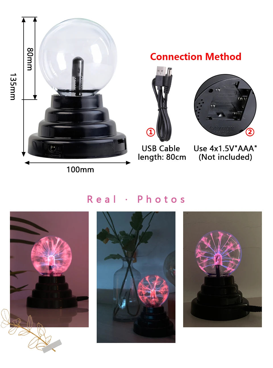 Magic Crystal Plasma Ball Lamp – LED Night Light for Kids, Bedroom & Gifts (3–8 Inch)