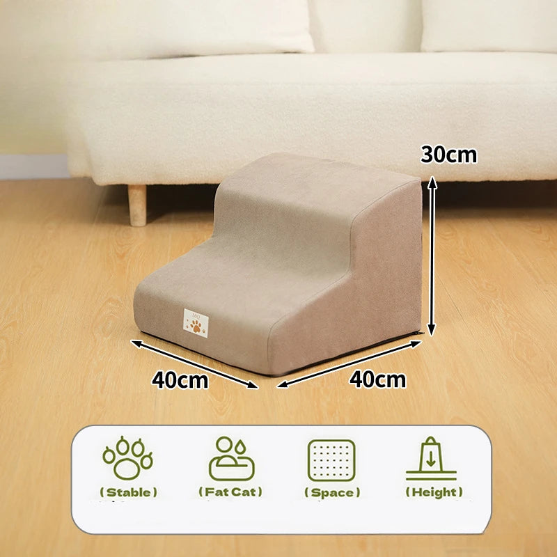 Pet 2/3-Step Stair Ramp for Dogs and Cats - Memory Foam Sponge, Removable and Washable, Training Pet Ramp for Sofa