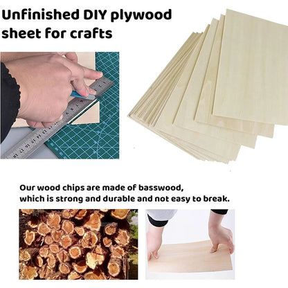 10Pcs 15x10CM 2MM Basswood Sheets – Thin Unfinished Wood Boards for Crafts & Model Making