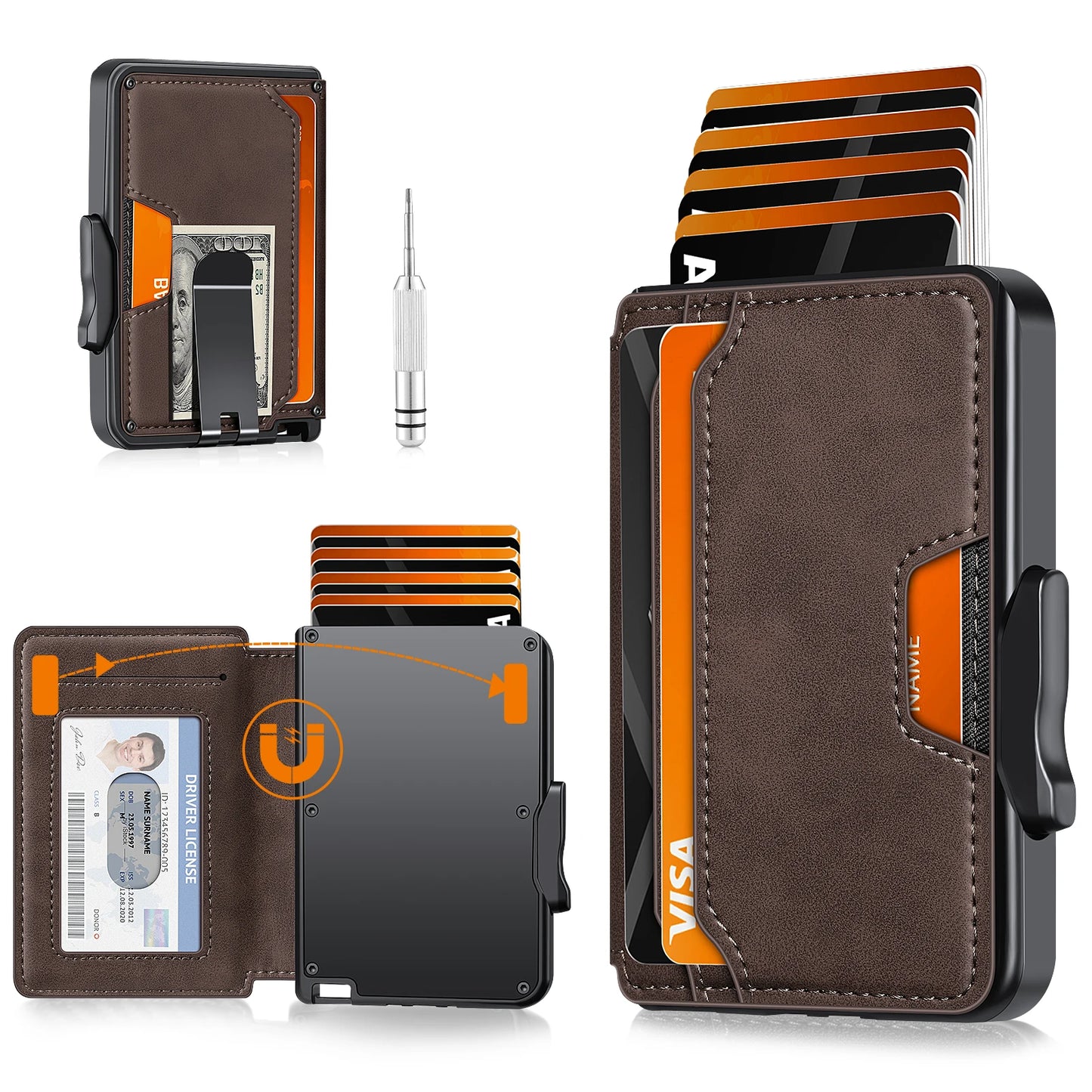 RFID Blocking Men’s Slim Pop-up Wallet – Minimalist Bifold Credit Card Holder