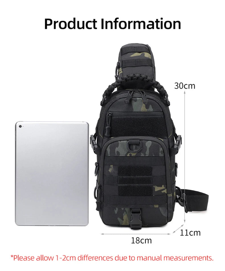 Men’s Tactical Camping Chest Bag – Outdoor MOLLE Sling Shoulder Pack for Hiking, Cycling, Fishing & Climbing