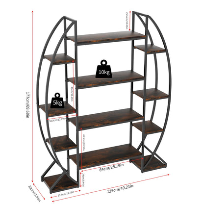 Large 5-Tier Metal and Wood Plant Stand – Flower Display Shelf and Living Room Bookshelf