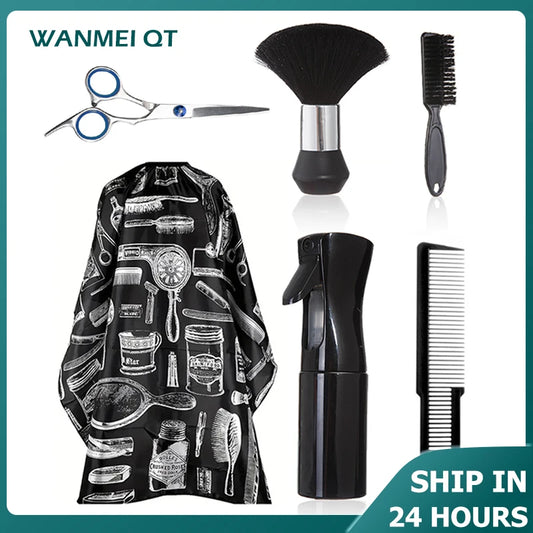 6PCS Waterproof Hairdressing Shawl Bib Set – Professional Nylon Salon & Barber Hair Styling Tools