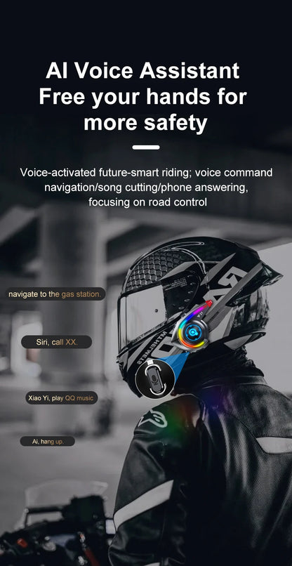 KEBIDUMEI Y21 Motorcycle Helmet Bluetooth Headset — Earphone Music Player with FM Radio & SOS Warning Light