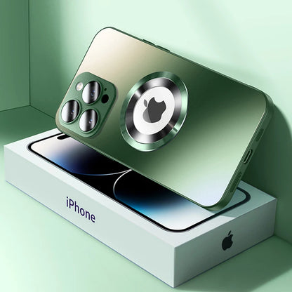 Tempered Glass Matte MagSafe Case — Shockproof Magnetic Wireless Charging Cover for iPhone 14–16 Pro Max