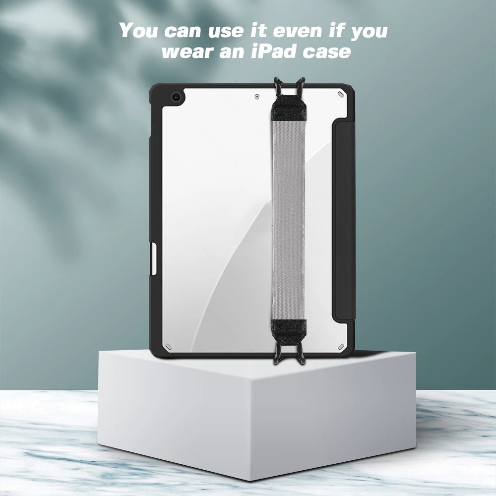 Universal Tablet Stand Holder: Hand Strap Leather Handle Grip for iPad 9.7/10.5 inch - Secure Hand-Strap for iPad, Xiaomi, Samsung, and More