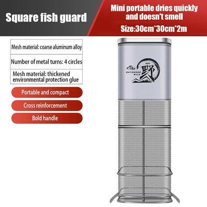 Collapsible Large Capacity Fishing Net – 150/200/250/300cm Portable Nylon Bait Storage Cage for Outdoor Fishing