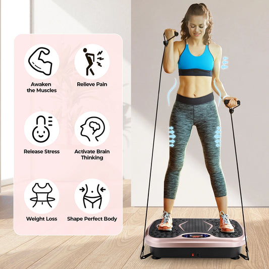 Vibration Plate Exercise Machine – Whole Body Fitness Platform with Loop Bands for Home Workout