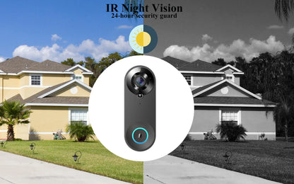 1080P Wireless Video Doorbell — WiFi Smart Doorbell with Tuya, Night Vision, Motion Detection & Two-Way Intercom for Home