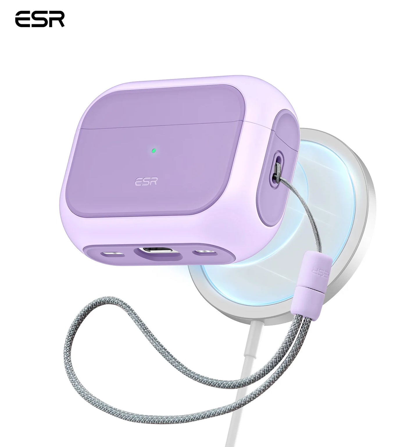ESR AirPods Pro 2 Case with Lanyard – MagSafe Compatible Cover for AirPods Pro (2023/2022/2019) with USB-C/Lightning Cable