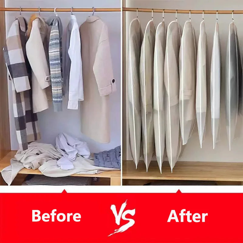 Dust-Proof Garment Protector Cover Bag: Fully Enclosed Clothes Storage with Zipper - Durable Hanging Clothes Bag
