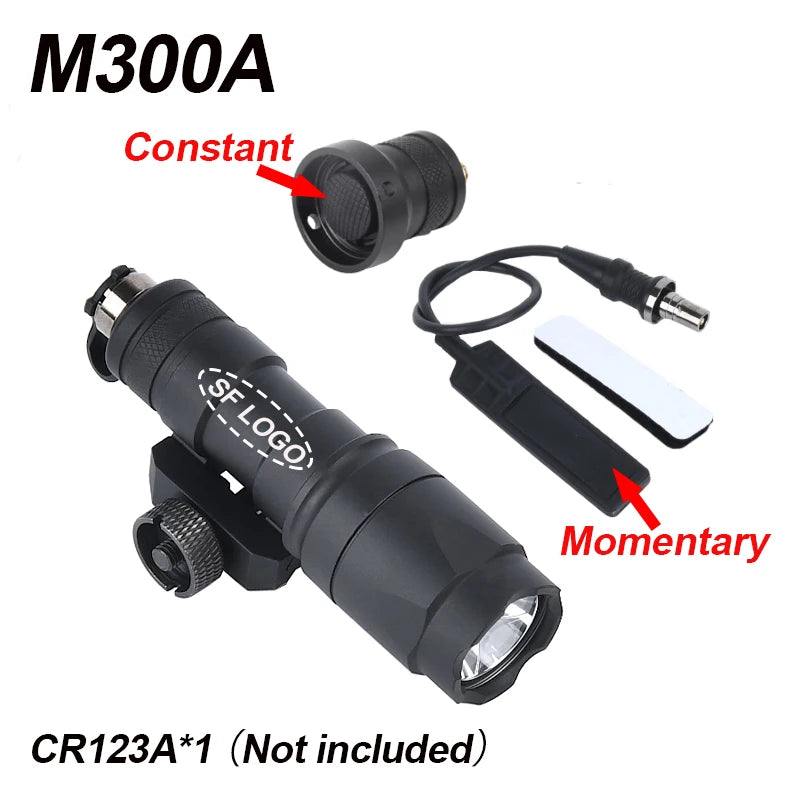 WADSN Airsoft M600C/M600/M300 Tactical Scout Light – AR15 Rifle LED Flashlight, Hunting Spotlight, 20mm Rail Mount