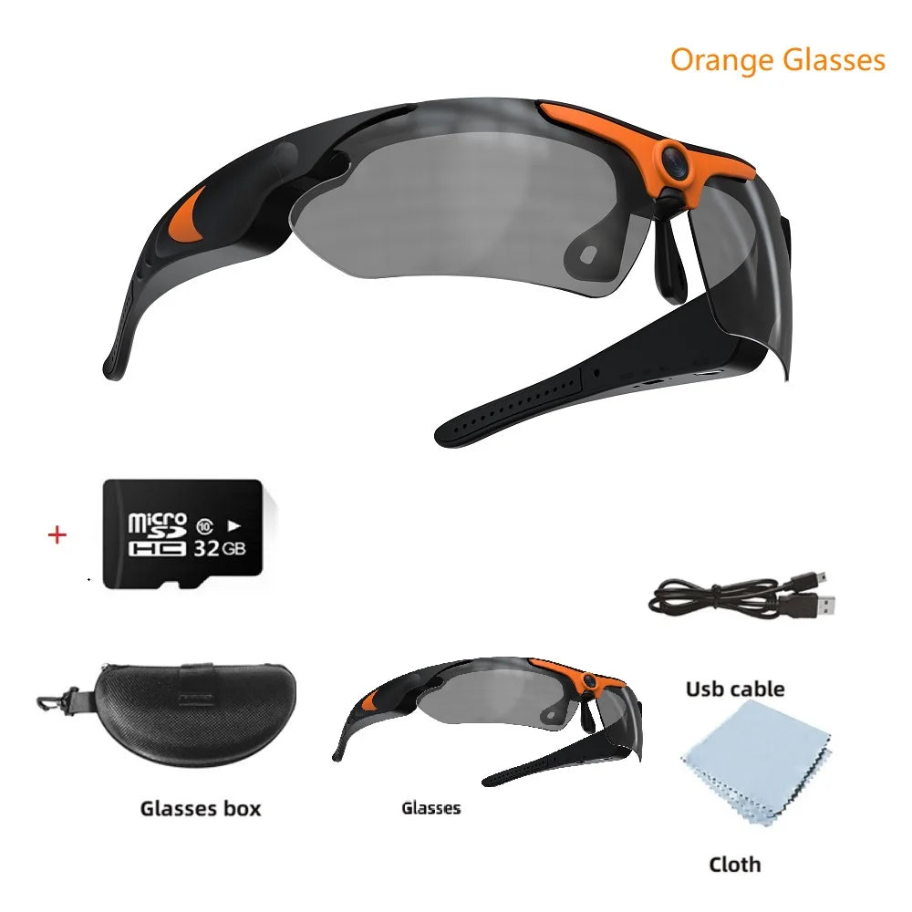 HD 1080P Mini Glasses Camera – Outdoor Bicycle, Motorcycle Security, Polarized Lens Sunglasses with Video Camera Sports Cam