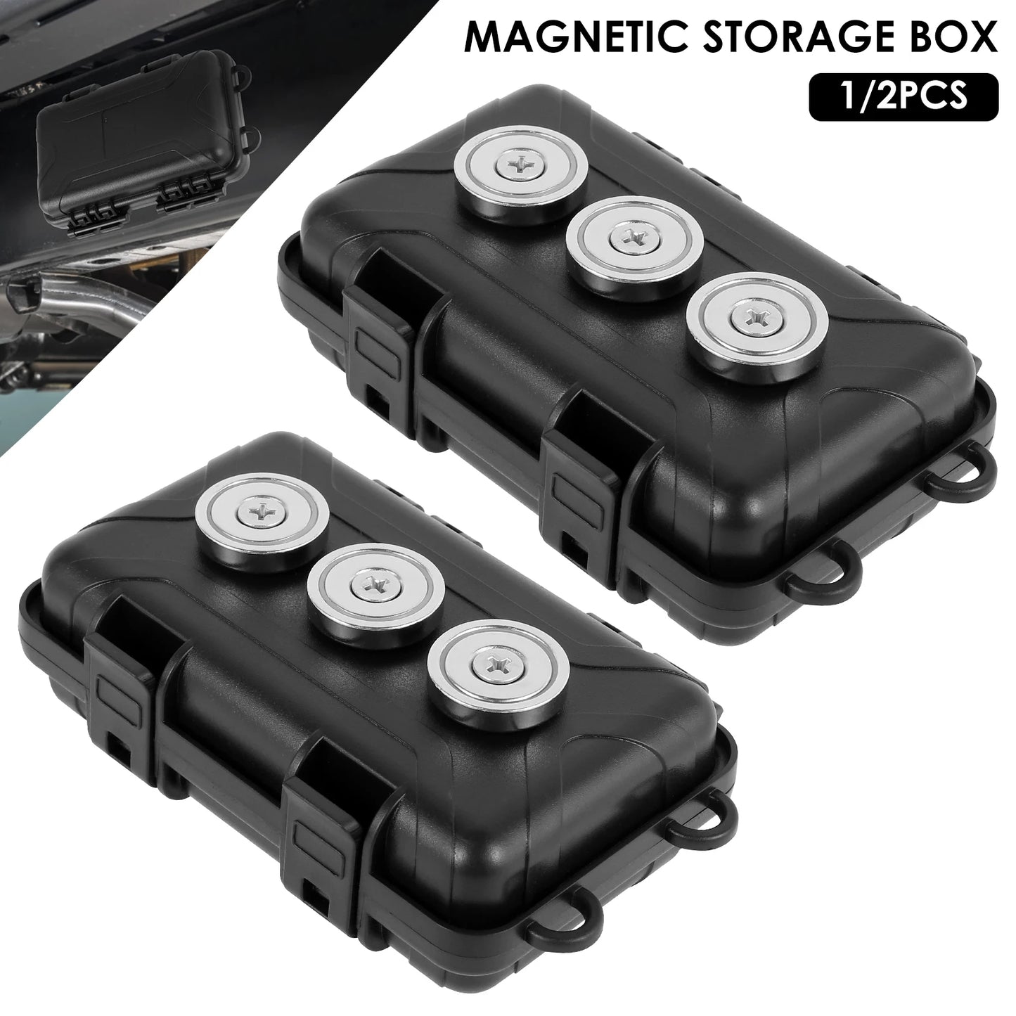 1-2Pcs Upgraded Magnetic Key Holder – Waterproof & Rustproof Under Car Key Box (Multifunctional Spare Key Hider)