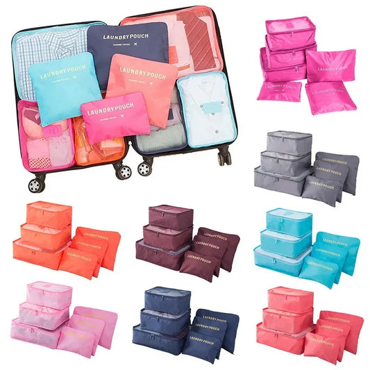 6pcs Travel Storage Bags Set: Portable Luggage Organizers for Suitcase Packing - Clothes, Shoes, Foldable Cases
