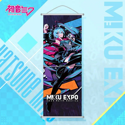 Bandai Hatsune Miku 2D Peach Skin Scroll Poster — Anime Wall Hanging Painting, Peripheral Decoration 25×70cm