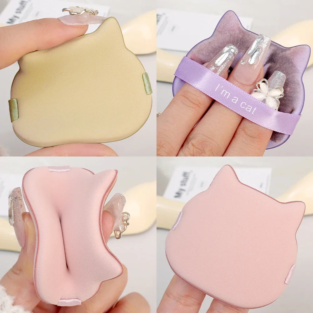1-4PCS Cat Air Cushion Powder Puffs – Double-Sided Wet & Dry Foundation and Concealer Makeup Sponges