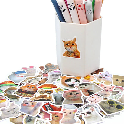 Funny Cat Stickers - Cartoon Cute Decals for Toys, Stationery, Guitar, Phone, Bicycle, Laptop, Luggage, Car, and Graffiti, Available in 10/50/100pcs
