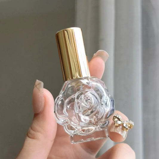 10ml Rose-Shaped Glass Perfume Bottle – Mini Refillable Spray Atomizer for Travel & Cosmetic Mist