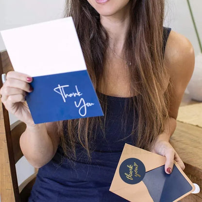 50-500pcs 1-Inch Blue Thank You Stickers – Envelope Sealing Labels for Handmade, Wedding, Gift Decoration, Stationery Supplies