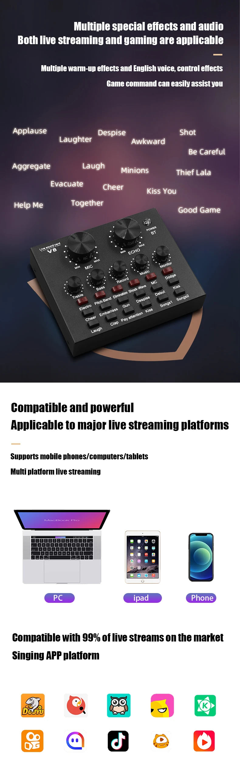 BM800 V8 Sound Card Set – Professional Condenser Microphone for Karaoke, Podcast Recording & Live Streaming