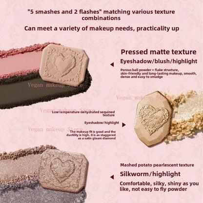 Flower Knows Moonlight Mermaid Eyeshadow Palette – 5-Color Matte, Shimmer & Glitter Waterproof Eye Shadow