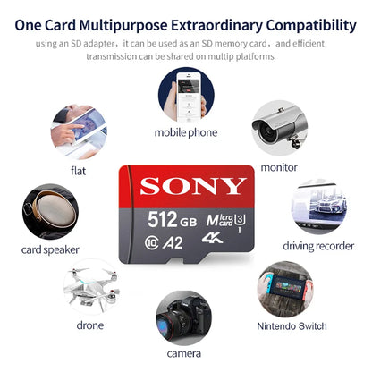 SONY High-Speed Micro SD Card – 128GB, 64GB, 256GB, 512GB, 1TB Memory Card for Phone, Camera & Tablet PC