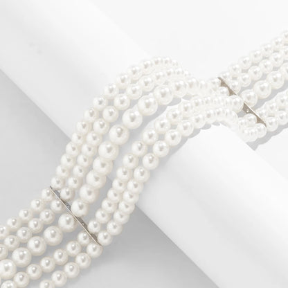 Vintage Imitation Pearl Multi-Layer Necklace – Elegant Oval Beads Choker Collar for Women, Chain Jewelry Accessories, Party Gift