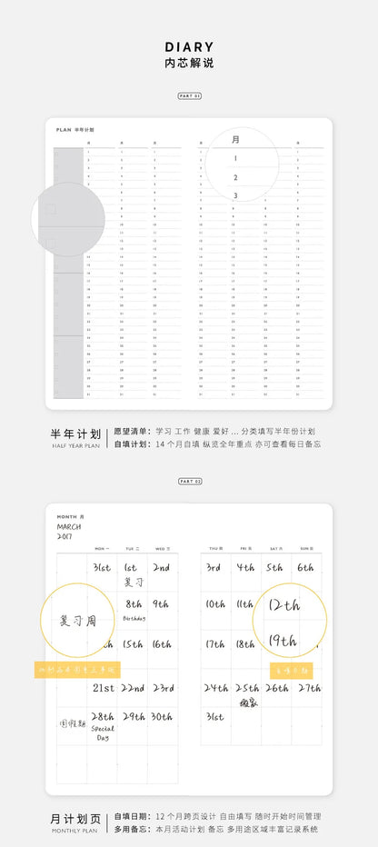 Retro Weekly Planner Notebook – Slim Notepad for Office & School, Cute Weekly Record Book