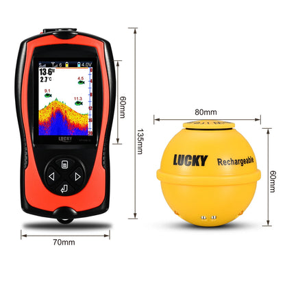 Lucky Sonar Fish Finder FF1108-1CWLA – Rechargeable Wireless Sensor, 45M Depth Echo Sounder for Portable Fishing
