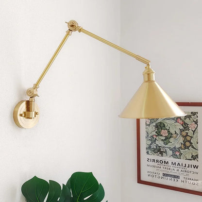 IWHD 2022 Ceramic Copper LED Wall Lamp — Adjustable Swinging Long Arm Light for Bedroom & Living Room